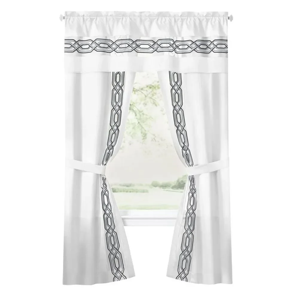 PowerSellerUSA Crisp & Clean Minimalist Two-Tone Window Curtain Set with